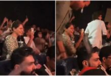Upasana throws papers in theatre