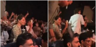 Upasana throws papers in theatre