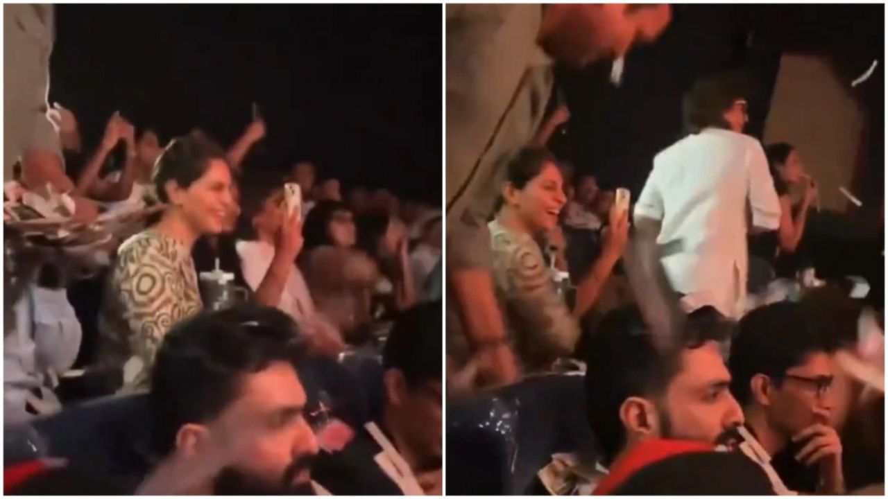 Upasana throws papers in theatre